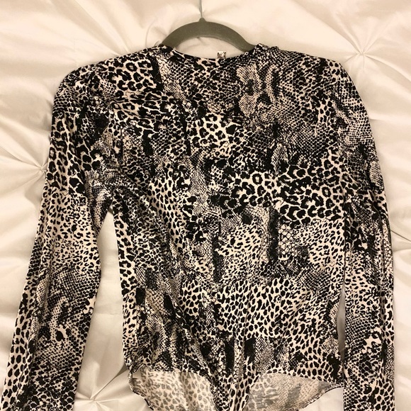 Free People Black/Cream Cheetah Bodysuit - Picture 4 of 4